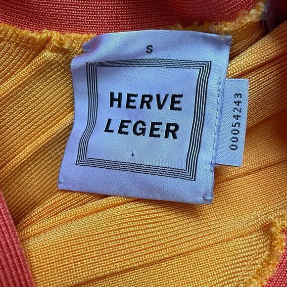 Herve Leger Bandage Dress Orange Salmon Pink Size Small - Picture 7 of 7